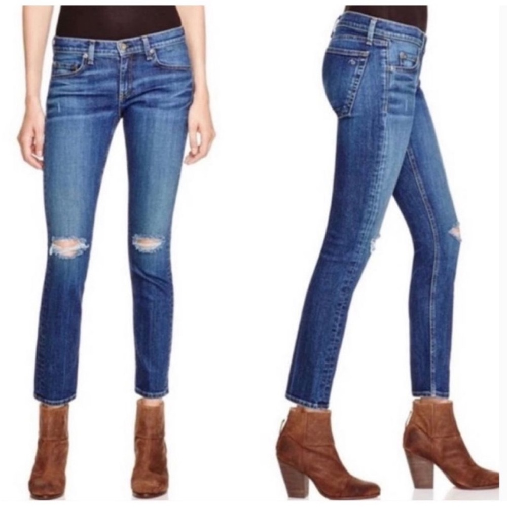 rag & bone Distressed Blue Skinny Jeans